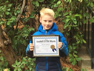 5th grade Student of the Month - Declan