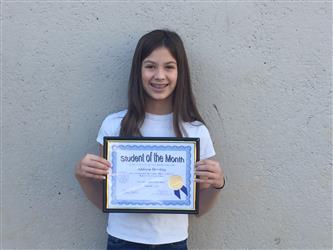 6th grade Student of the Month - Addison